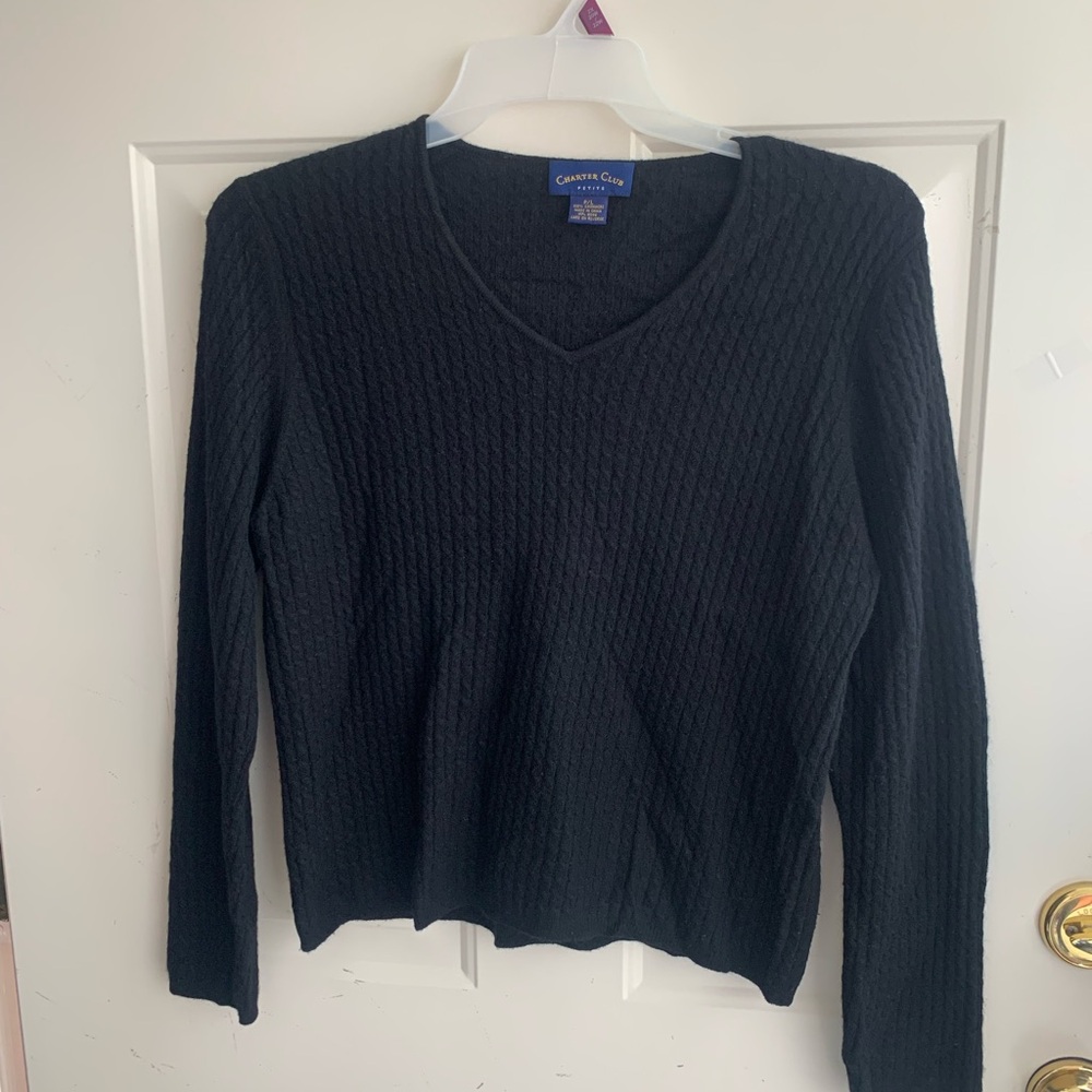 Charter Club Elegant Black 100% Cashmere Sweater